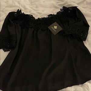NWT Fortune + Ivy Black Lace Trim Blouse from Stitch Fix